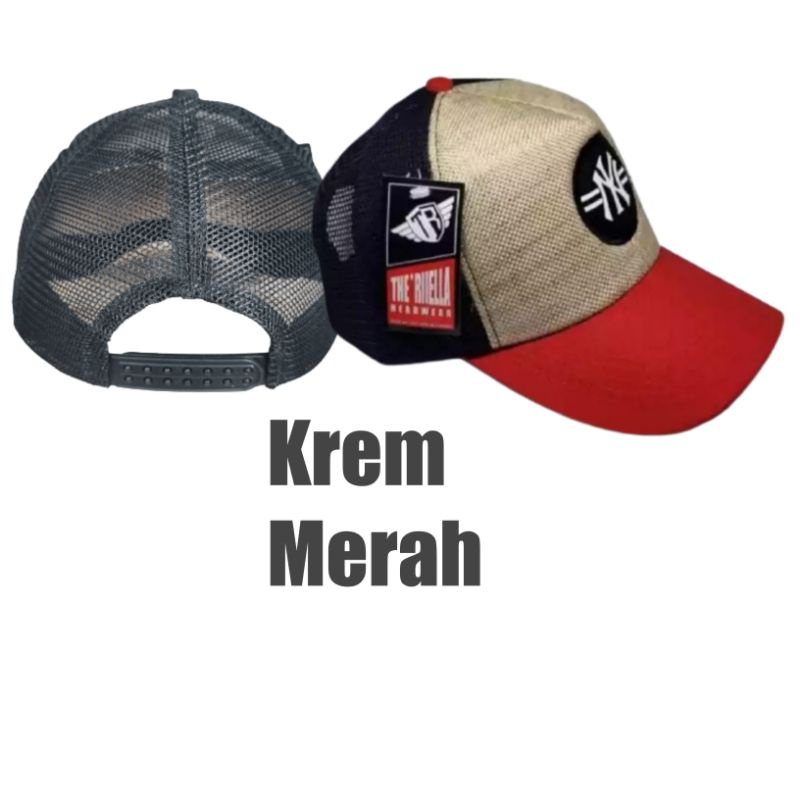 Topi Pria Distro  Original Trucker Hat  Topi Jaring White coklat