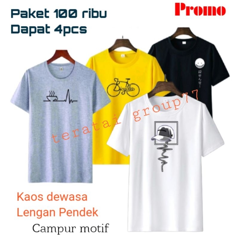 100rb dapat 4pcs kaos pria distro / kaos 100 4 / kaos 4pcs 100 / kaos distro pria keren / baju kaos