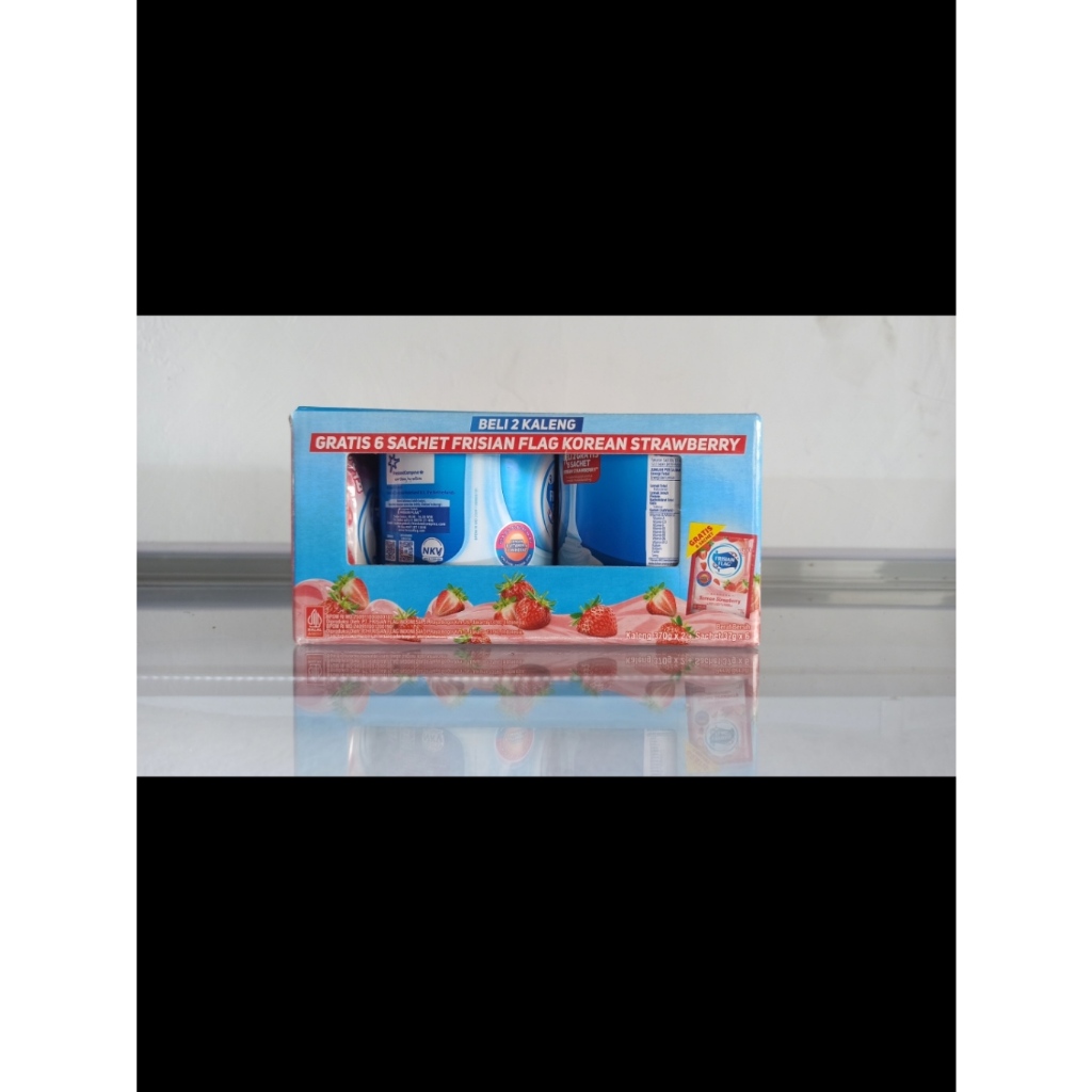 

Frisian flag kaleng 370gr x2 Gratis 6 sachet Frisian flag strawberry