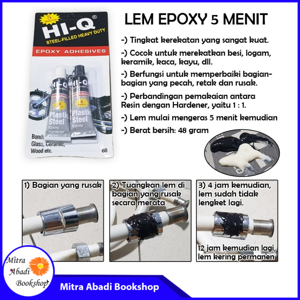 

Lem EPOXY Power Steel Resin - Hardener 5 Menit