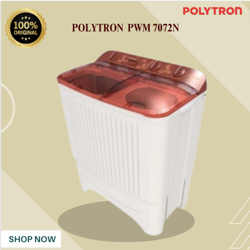 POLYTRON Mesin Cuci 2 Tabung Primadona Giant PWM 7072N 7KG/PWM-7072N/PWM 7072N/ORIGINAL BERGARANSI