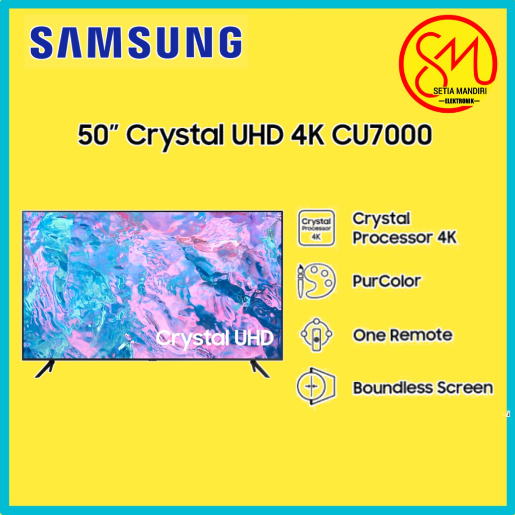 SAMSUNG 50CU7000 Smart TV 50 Inch Crystal UHD 4K HDR WiFi Smart Hub UA50CU7000KXXD