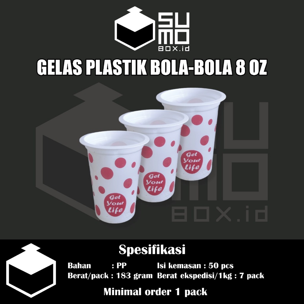 Gelas plastik cup bola-bola /gelas plastik polkadot bola putih
