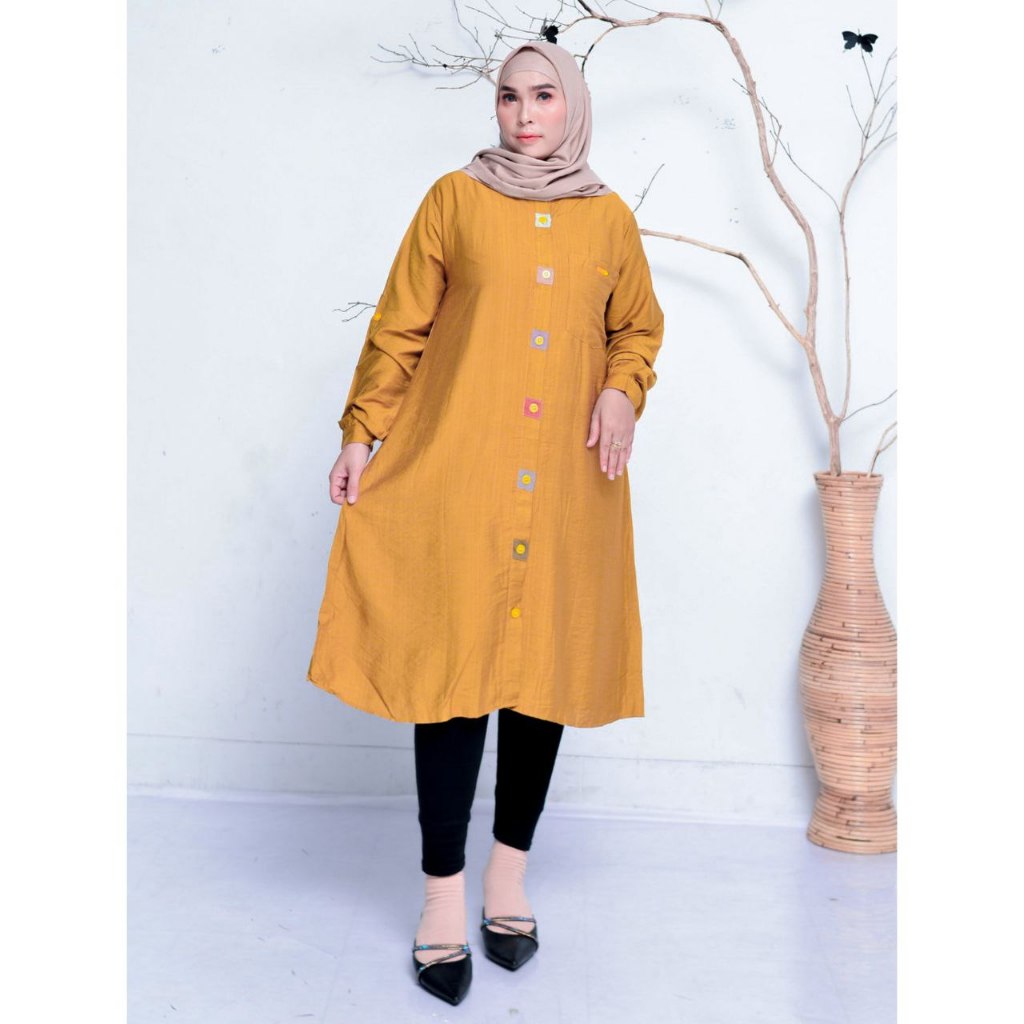 TUNIK Zalfaoutfit By NEYLA SORAYA || tunik marbel || Rayon polo linen kancing muslim polos cewek kek