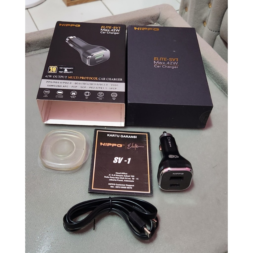 Car Charger Hippo Elite SV-1 Charger 42W Fullset Second Murah