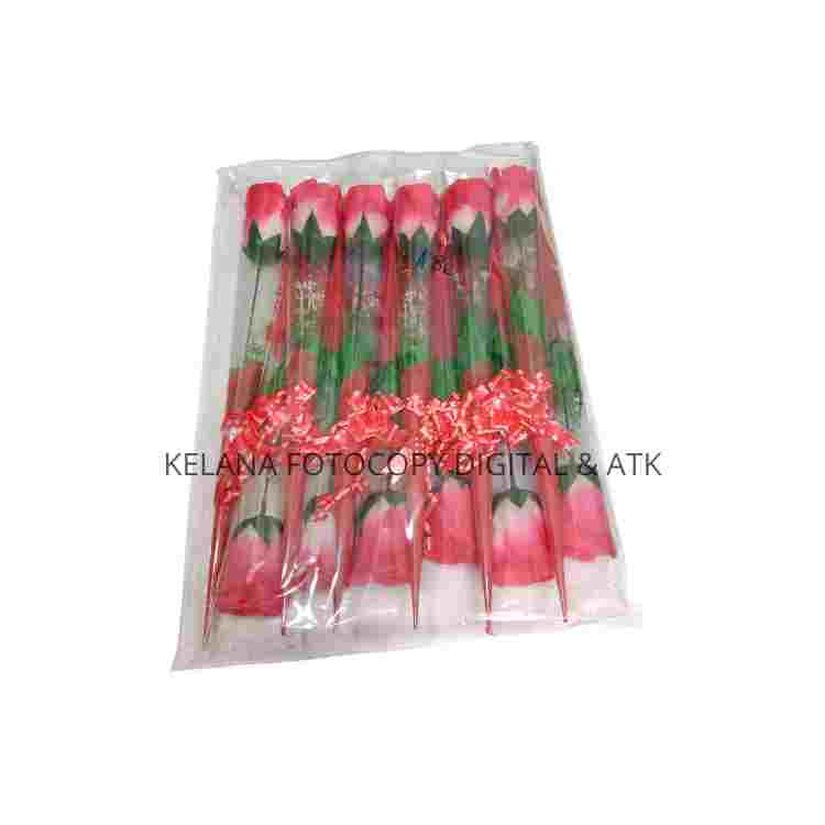 KF || Bunga Mawar Merah Plastik Per 1 Lusin
