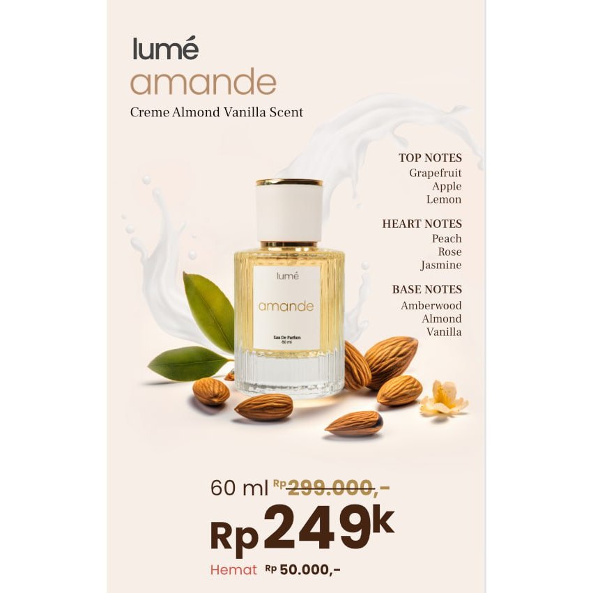 Lume Parfume Eau De Parfume Wanita Tahan Lama EDP Parfum Amande Almond Vanilla Lumecolors Parpum