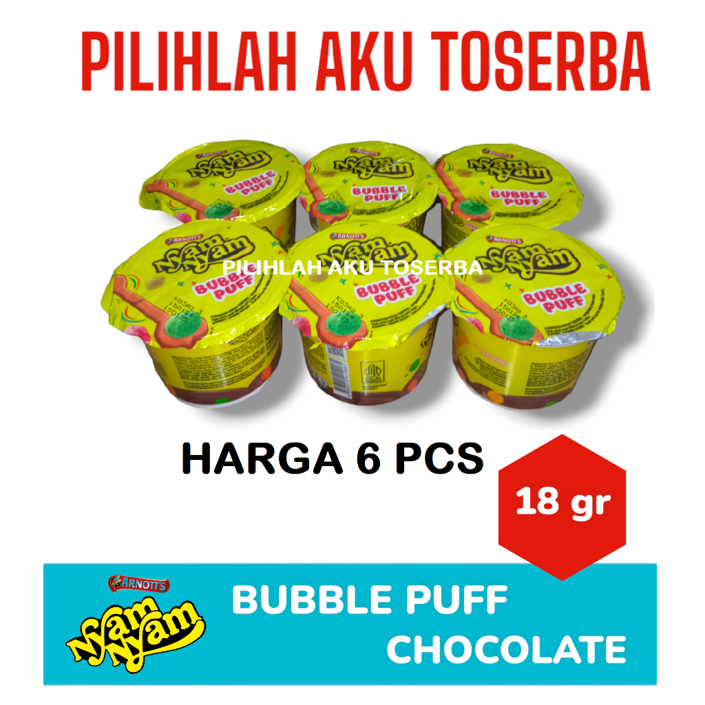 

Arnott's Nyam Nyam Bubble Puff CHOCOLATE 18 gram - ( HARGA 6 PCS )