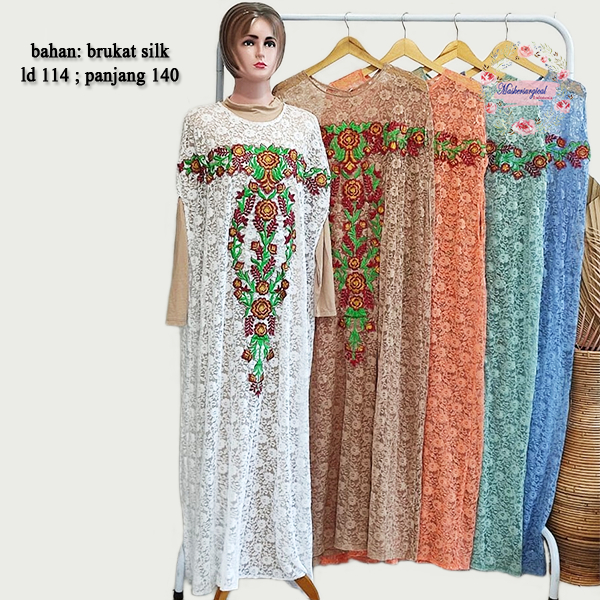 Kaftan Brukat Tanpa Lengan Model Mewah Full Bordir Baju Kondangan Wanita Tanpa Inner Fashion Muslima