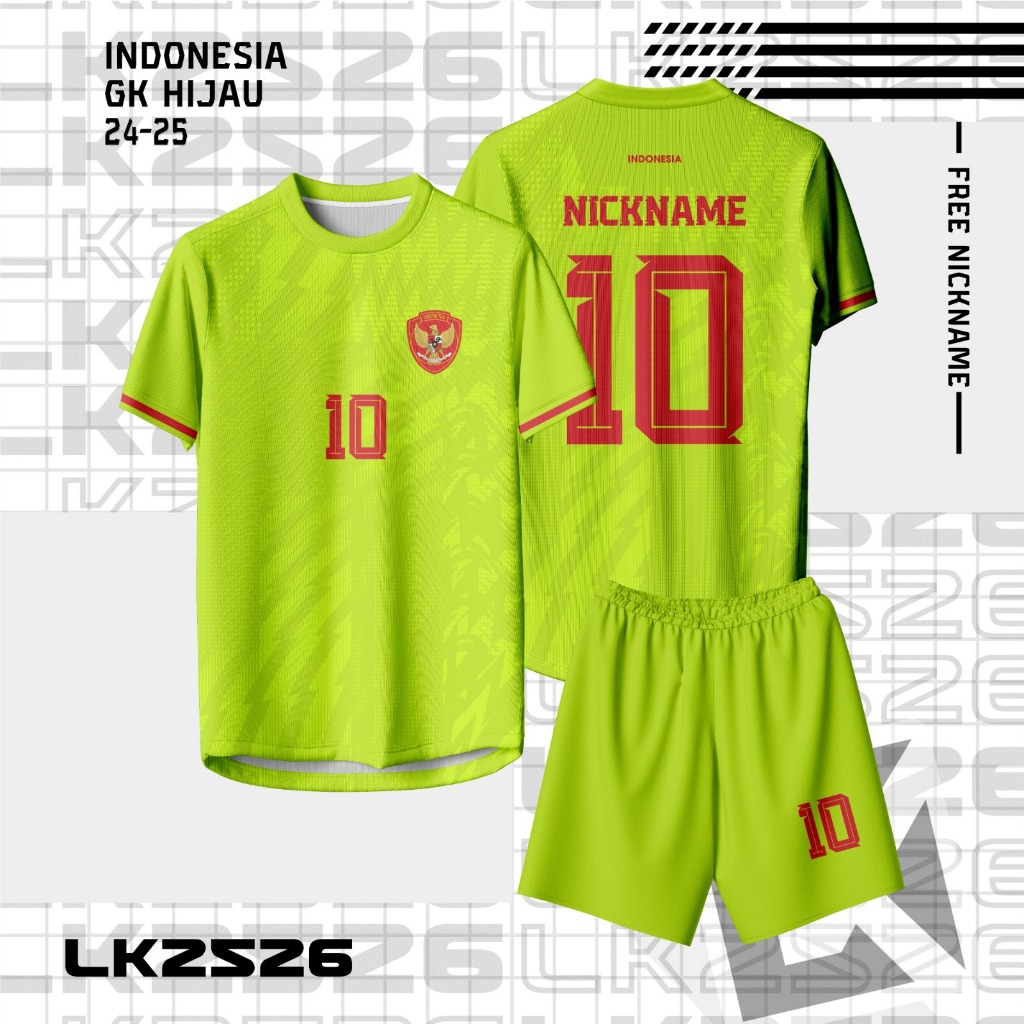 Jersey Bola/Futsal Custom – Fantasy TIMNAS INDONESIA KIPER HIJAU 24/25 Full Print Sport