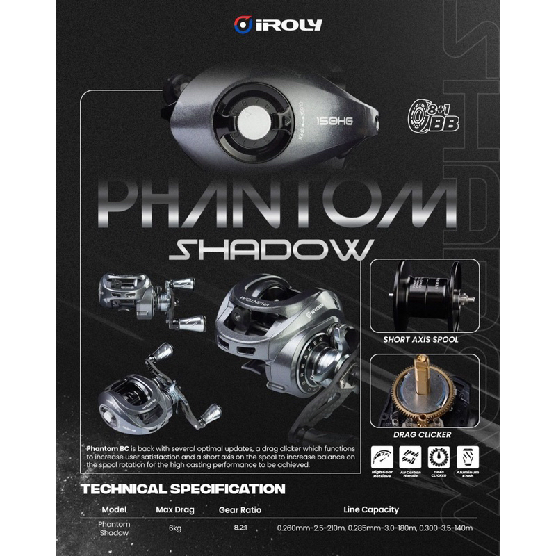 Reel baitcasting Iroly Phantom Shadow Super Smooth