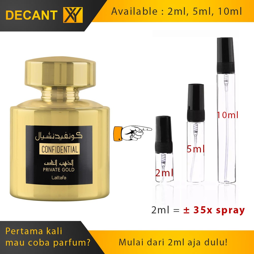 Decant Lattafa Confidential Private Gold EDP 2ml 5ml 10ml