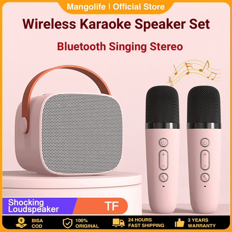 	 【COD】Speaker Bluetooth Karaoke 2 Mic Set Salon Bluetooth bt Speaker karoke With Microphone 3D Stereo Amplifier Party Wireless Mini Speaker	