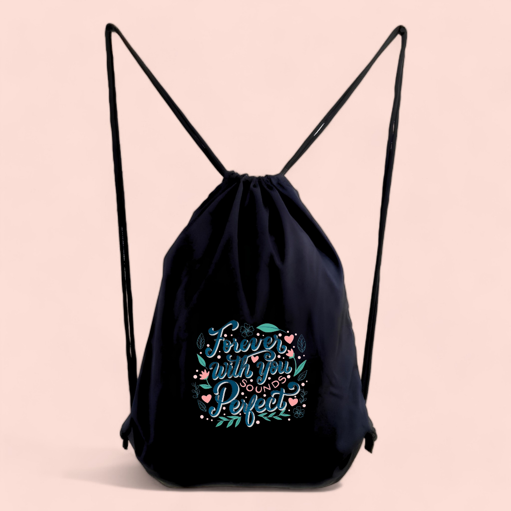 STRINGBAG KAIN DRILL PREMIUM MOTIF FOREVER WITH YOU Tas ransel serut drawstring gymsack sekolah kuli