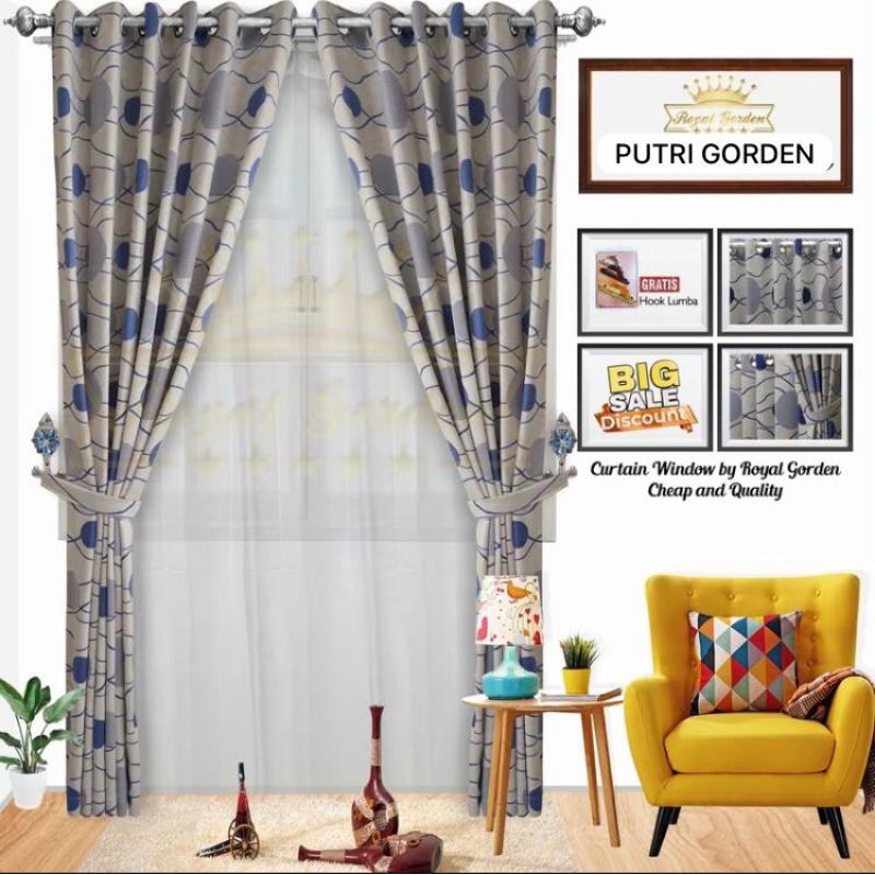 Gorden blackout motif acacia bola 100x250cm gorden pintu dan jendela