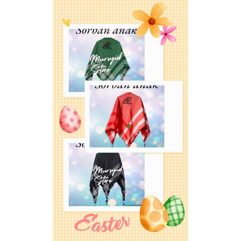 Sorban anak / Sorban anak TK-PAUD / Sorban kuncir / Sorban motif / Sorban arab / Paket sorban /Sorba