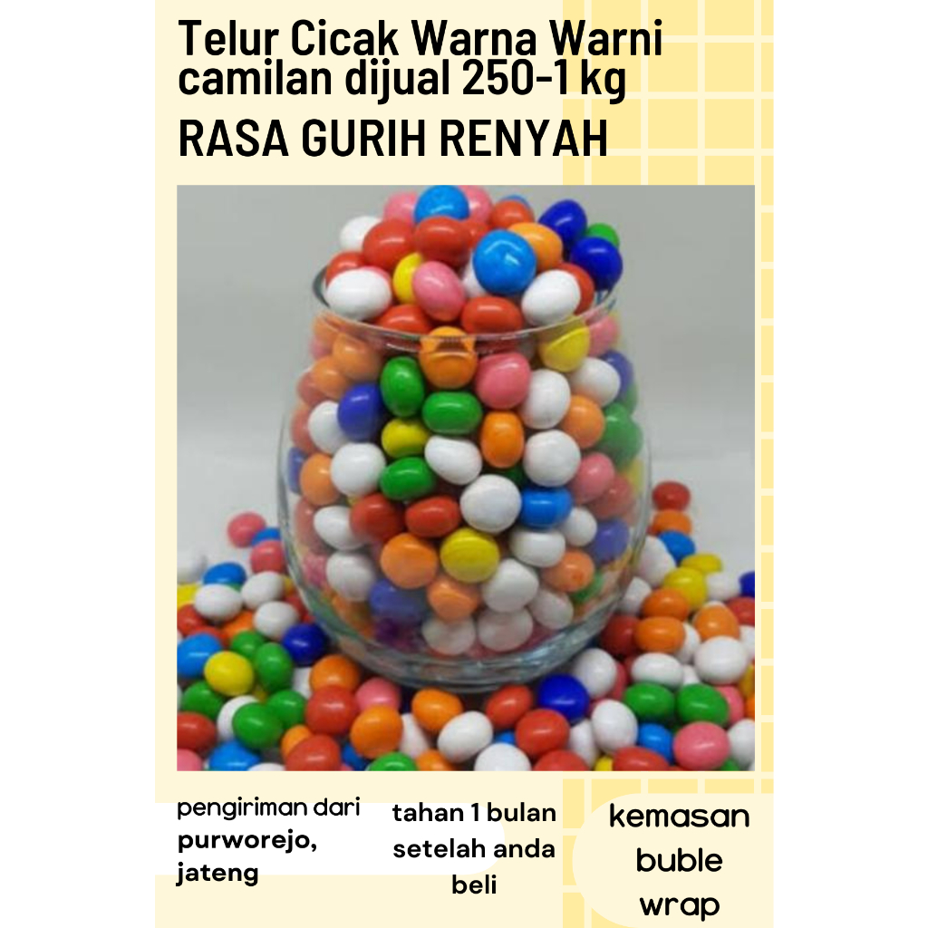 

permen telur cicak warna warni khas lebaran