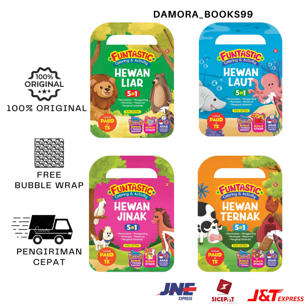 Funtastic Coloring and Activity Hewan Liar, Hewan Jinak, Hewan Laut, Hewan Ternak by Kak Intan Child