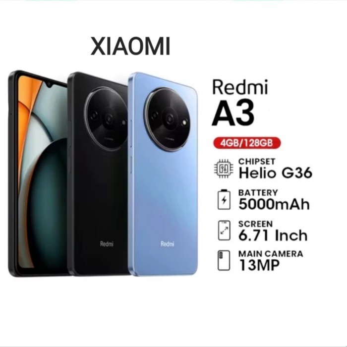 Xiaomi Redmi A3 4/128GB RAM 4GB ROM 128GB Black | Blue - Garansi Resmi 1 Tahun