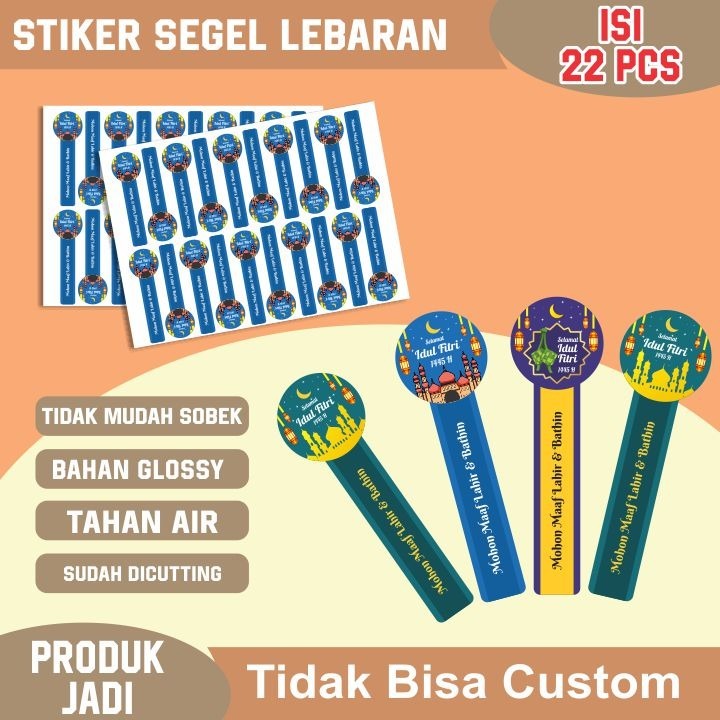 

( Isi 22 Pcs ) Stiker Label Lebaran Toples Kue Kering Idul Fitri Stiker Label Vinil Anti Air Stiker Lebaran