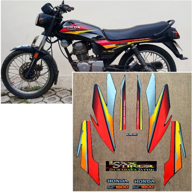 Striping Original Honda GL Pro hitam Lis merah tahun 1997