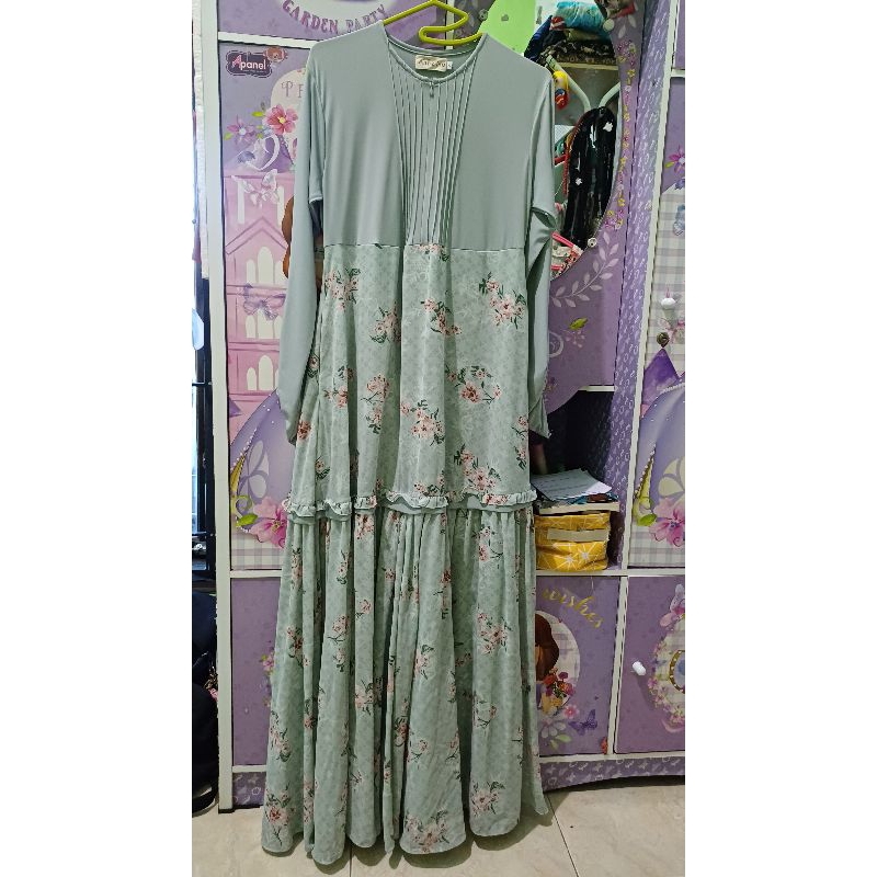 gamis atelier angelina AA la fleur size 2 frosty green preloved