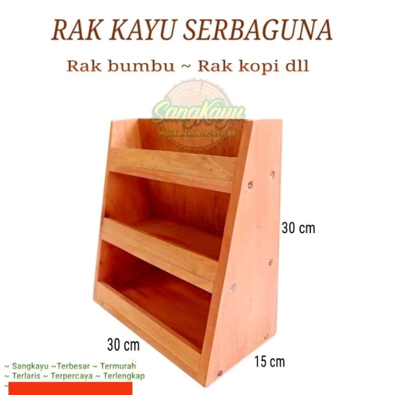 Rak susun kayu serbaguna rak bumbu dapur kayu rak kopi rak dinding