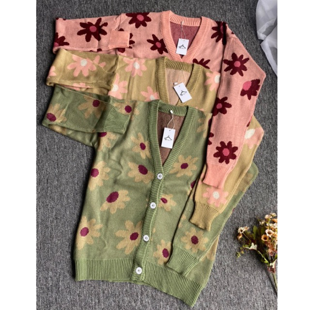 Floral Rajut Cardigan (outer,cardigan knit,sweater,cardigan rajut)
