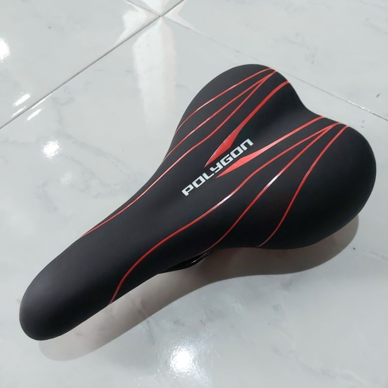SADEL POLYGON HITAM VARIASI MERAH JOK SEPEDA GUNUNG MTB FEDERAL SELI LIPAT MINION BMX