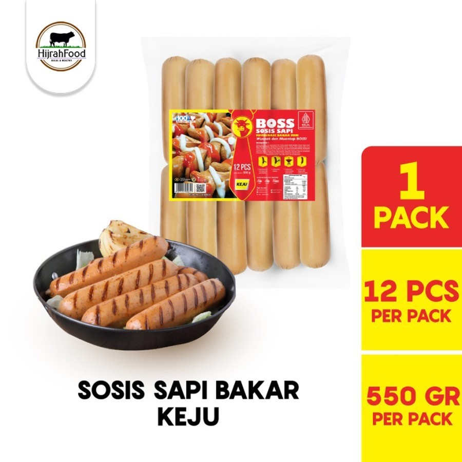 

Boss Sosis Sapi Bakar Keju Mini 12pcs Cheese Sausage Beef Kombinasi