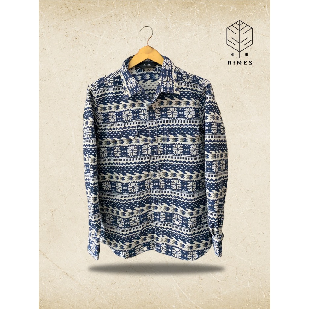 NIMES JEANS - Male Tribal Jacket | Jaket Pria Motif Tenun Tribal Katun Tebal Tutup Kancing