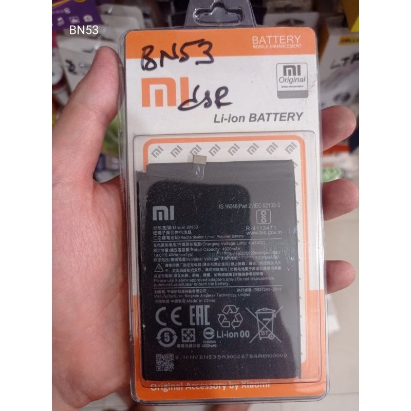 BATRE BATERAI HP MODEL BN53 ORI PACK XIAOMI REDMI NOTE 9/ NOTE 9 PRO