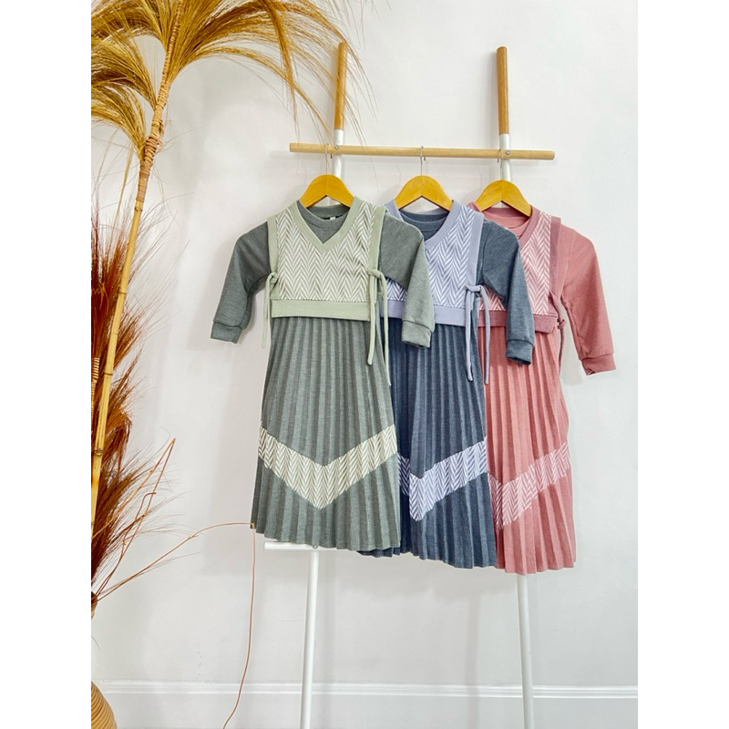 Gamis Anak | Busana Muslim Anak | Baju Lebaran anak | Gamis Rompi Rajut anak