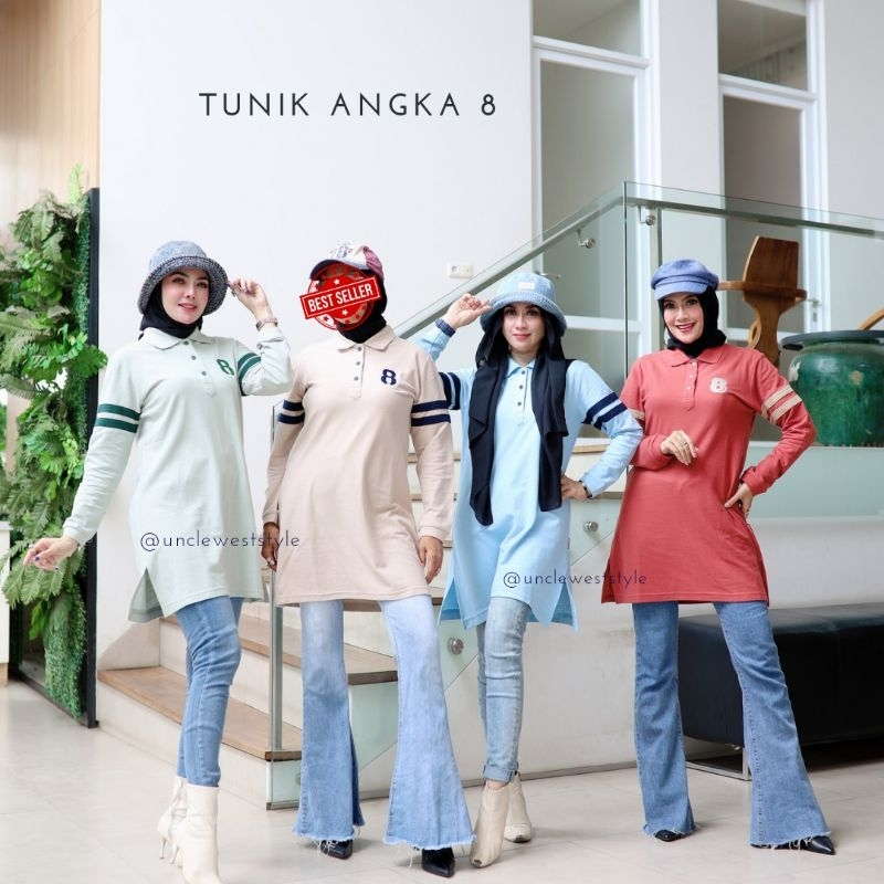 PAKAIAN TUNIK OLAHRAGA - TUNIK ANGKA 8 ORI LILAC - UNCLEWEST STYLE - PAKAIAN OLAH RAGA WANITA