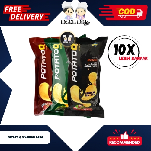 

Potato Q Chips Keripik Kentang 1 Pack Isi 10 pcs Netto 28gr