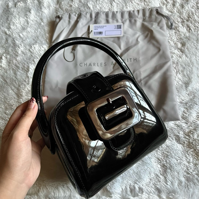 Tas Charles and Keith Bag Preloved Original / Lula Patent Belted Bag Charles & Keith ITZY Bag/ Tas C