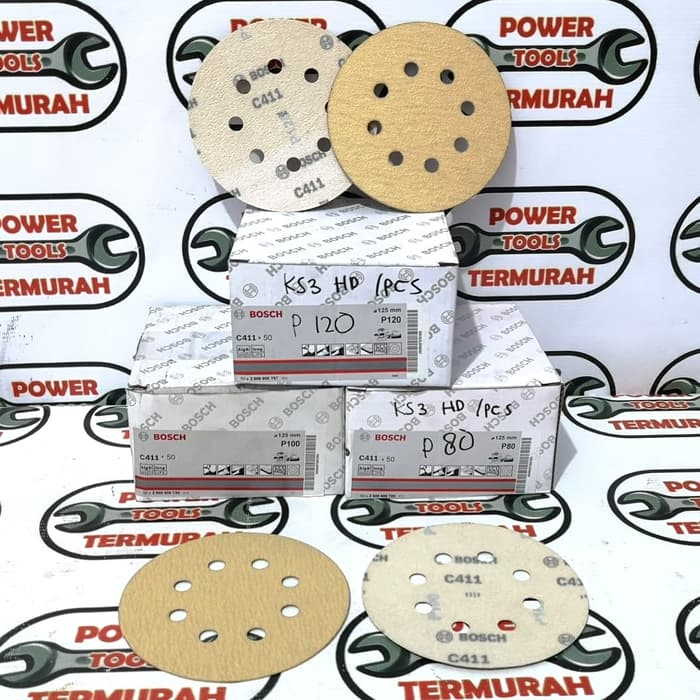 

Kertas Amplas Bulat 5" Bosch Velcro Sanding Paper C411 C 411 Grit