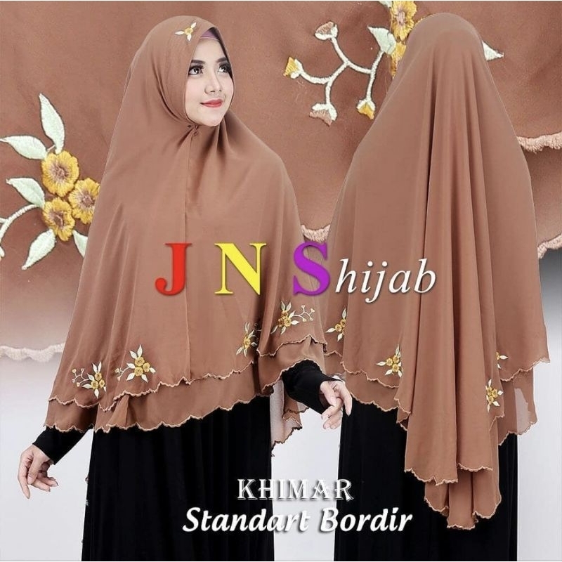 jns - khimar hanum bordir/khimar syari 2 layar ceruty babydoll Qisara
