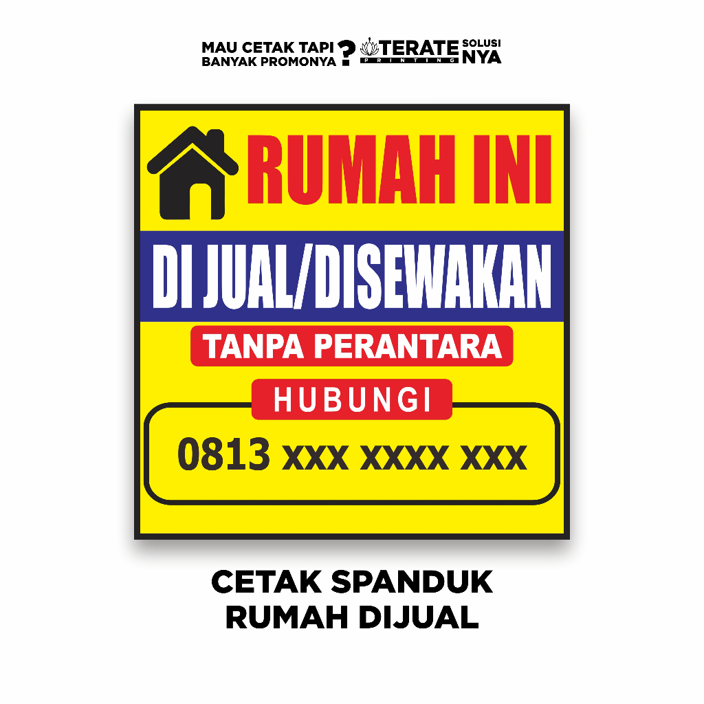 Cetak BannerSpanduk Rumah Dijual Custom Murah