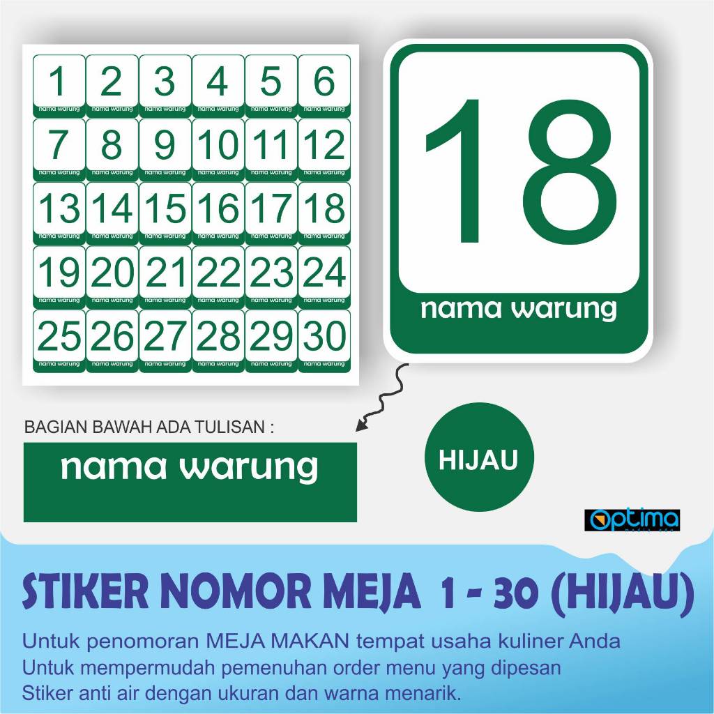 

STIKER NOMOR MEJA KULINER (HIJAU)