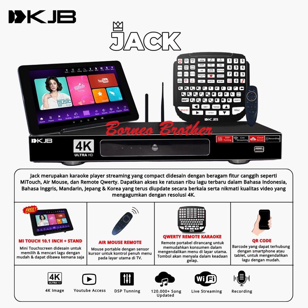 Kjb JACK Original Karaoke Player Streaming + Mini Touchscreen