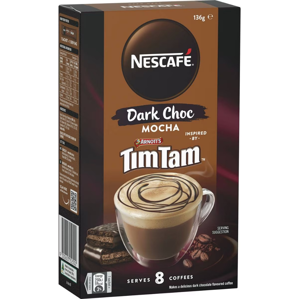 

Nescafe Dark Choc Mocha Tim Tam Coffee Sachets 8 Pack Australia