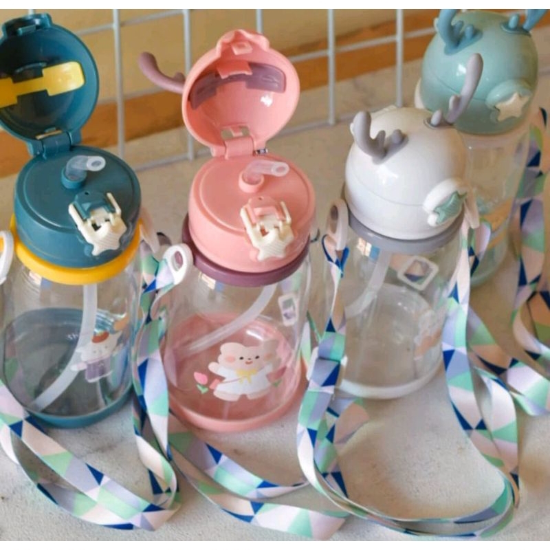 Eva Za | BOTOL MINUM VIRAL RUSA TALI / Botol Minum SEDOTAN Anak / 700ML Tanduk Rusa NEW / Botol