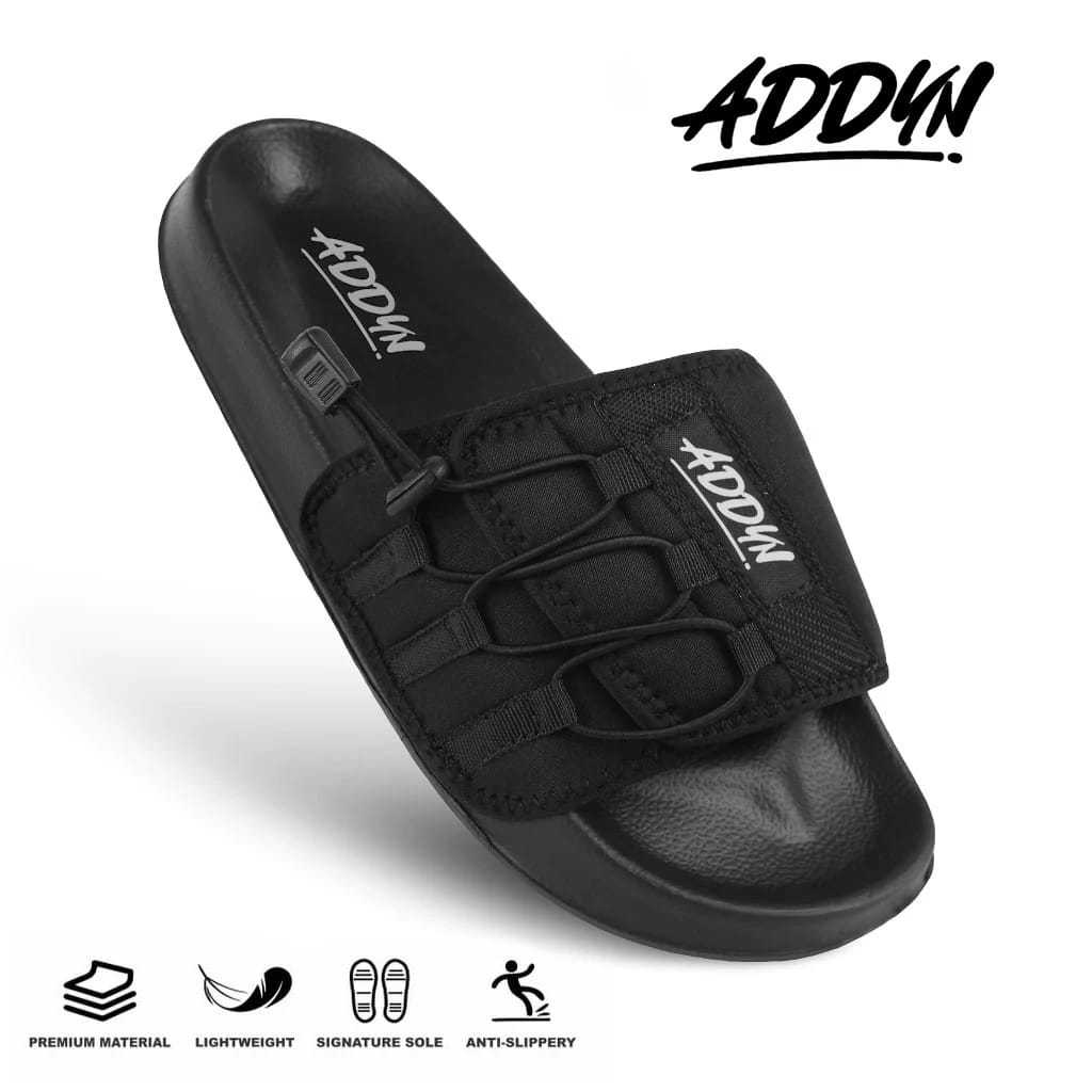Sandal Pria Slop Karet / Sandal Keren Pria Kekinian / Sandal Slide Karet Sandal Casual Polos Hitam