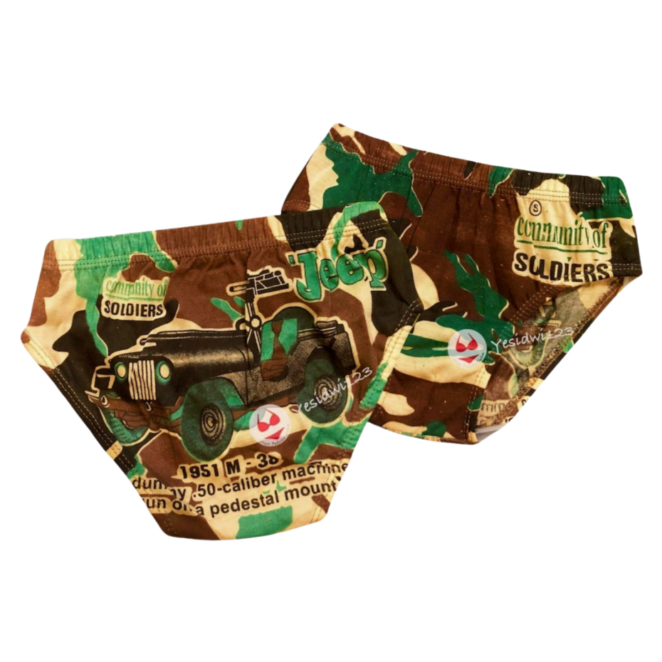 Celana Dalam Anak Laki Laki Doreng Ukuran S M L XL CD Motif Loreng Army