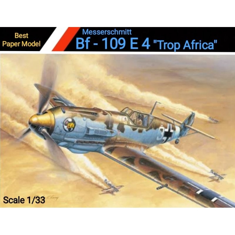 DIY Miniatur Papercraft Messerschmitt Bf 109 E-4 afrika