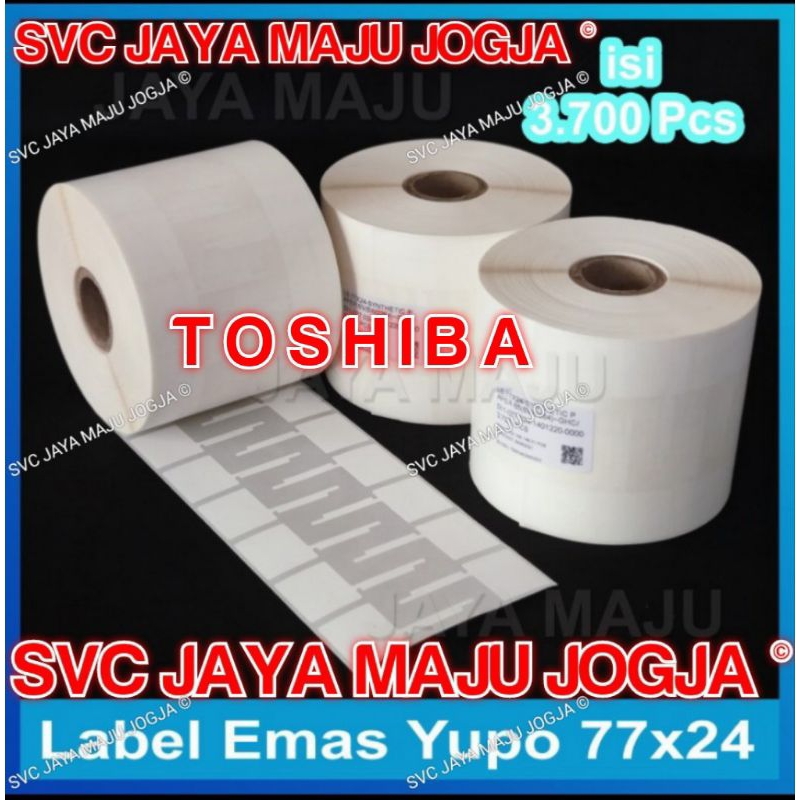 

[ TOSHIBA ] 77 X 24 - 2 LINE YUPO SYNTHETIC - FACE IN - ISI 3.700 PCS || CORE 1" || LABEL BARCODE THERMAL TRANSFER - LABEL JEWELRY PERHIASAN BERLIAN DIAMOND EMAS GOLD SILVER - OPTIK KACAMATA || 77X24 - B-EV4T GS TS B-EV 4T BEV4T B EV4T