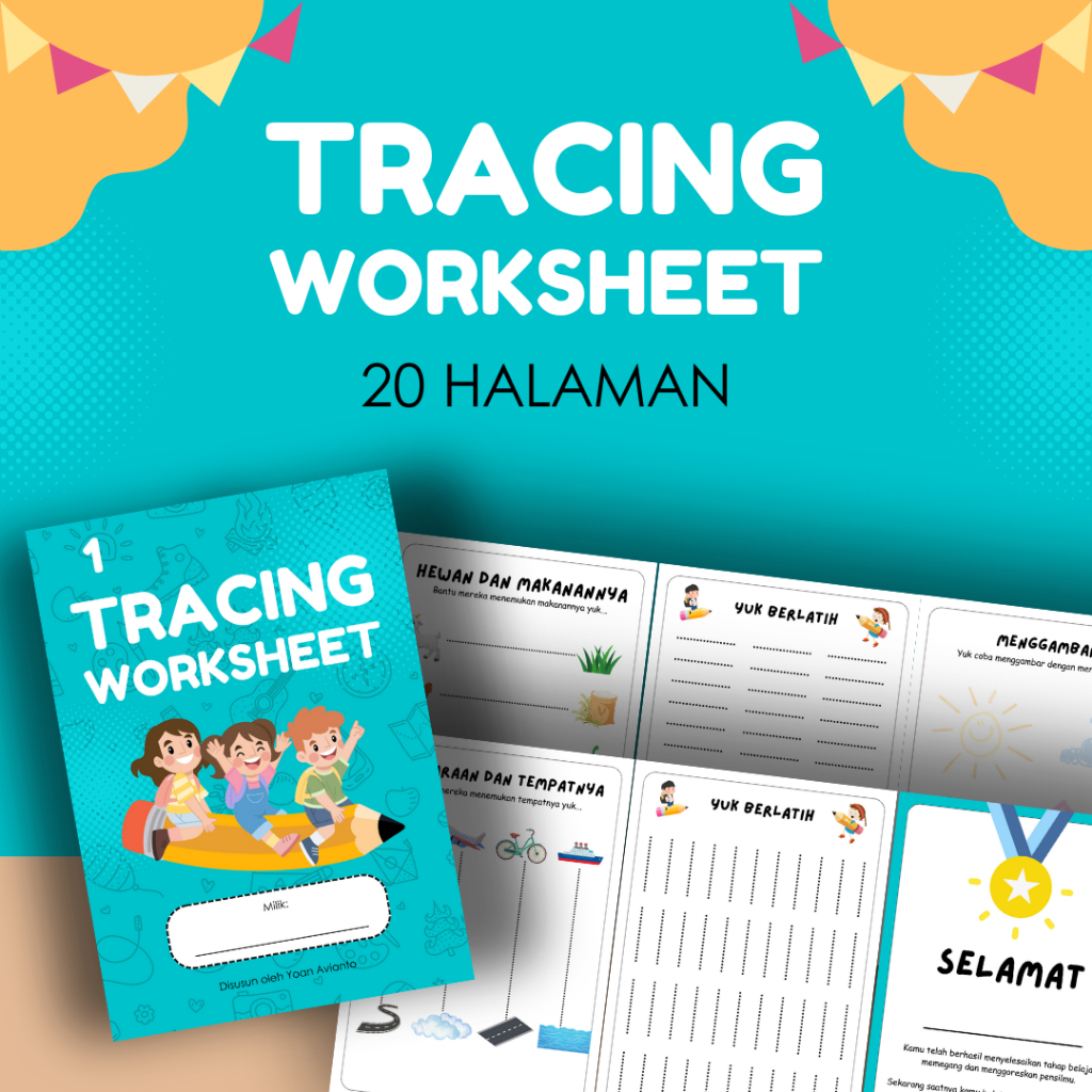 

01 - Tracing Buku 1 / Lembar Kerja Belajar Menulis / Worksheet Pritable