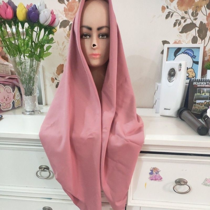jilbab  pppk,jilbab pns warna salem,bahan voal ukura 110