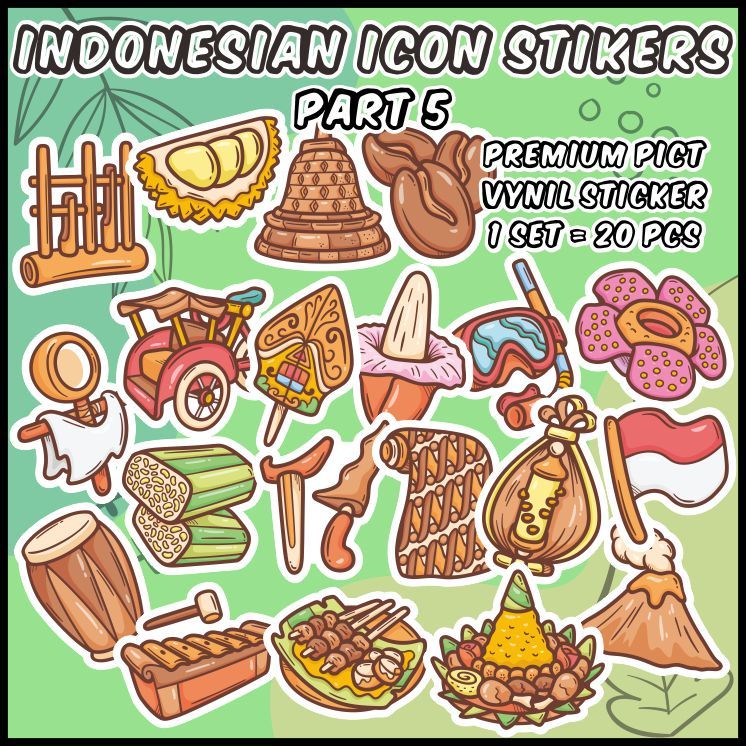 

[1 pack] indonesian Icon Stickers 5 (Stiker Ikon Indonesia 5) Cocok untuk oleh-oleh / scrapbook / jurnal / diary / Sticker Pack / Ecer - ddu-du sticker